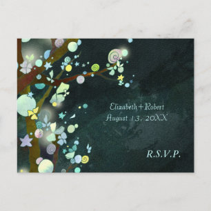 Postal De Invitación Árboles forestales Boda verde oscura RSVP
