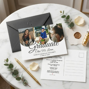 Postal De Invitación Arco de Caligrafía Minimalista Moderna para Gradua