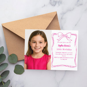 Postal De Invitación Arco dibujado a mano de color rosa caliente foto c