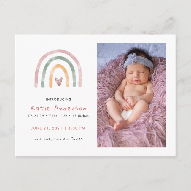 Postal De Invitación Arcoiris acuático moderno con nacimiento cardíaco (Anverso)