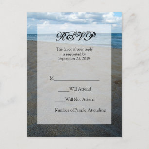 Postal De Invitación Arenas azules y marrones ~ Bodas de playa Respuest