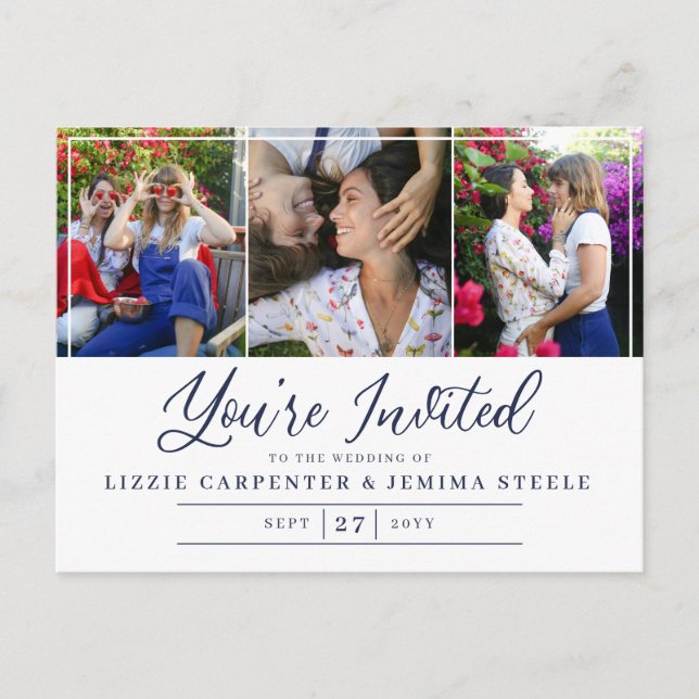Postal De Invitación Armada de collage de fotos, te invitan a Boda de p (Anverso)
