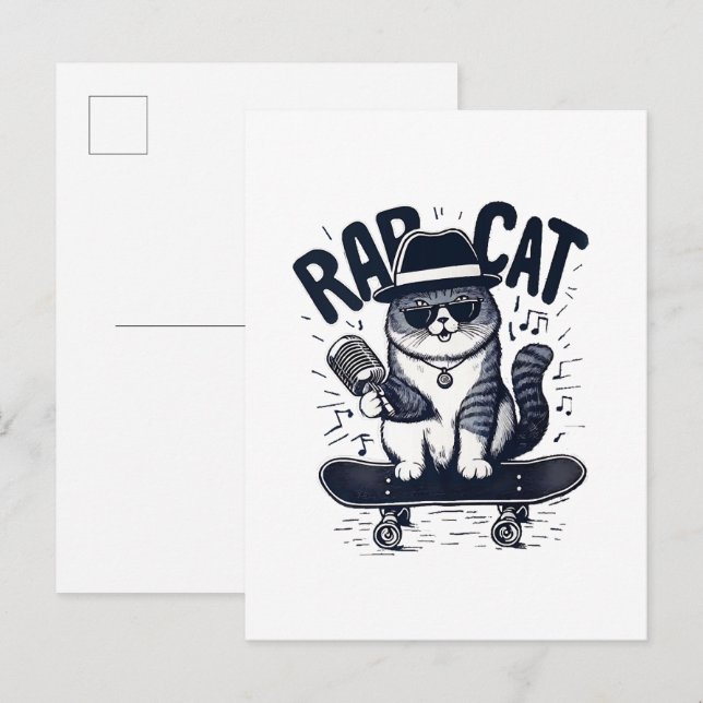 Postal De Invitación Armonía de rap Cat (Anverso / Reverso)
