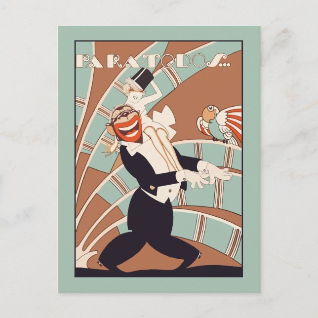 Postal De Invitación Art Deco tropical o latino fiesta (Anverso)