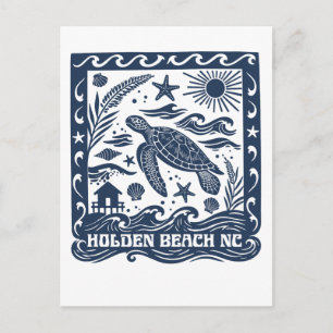 Postal De Invitación Arte de Tortuga Marina de Holden Beach NC