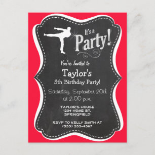 Postal De Invitación Artes marciales rojas escarlatas