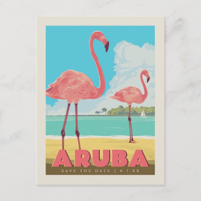 Postal De Invitación Aruba | Reserva la fecha (Anverso)