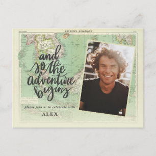 Postal De Invitación Así que la aventura comienza con la graduación de