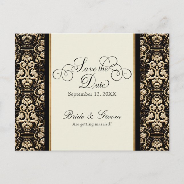 Postal De Invitación Aspecto dorado, estilo Art Nouveau Art Nouveau de  (Anverso)
