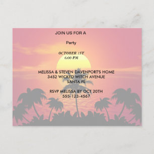 Postal De Invitación Atardecer Tropical