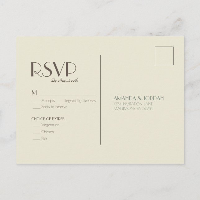Postal De Invitación Autumn Boho Deco | Cream Wedding RSVP (Reverso)