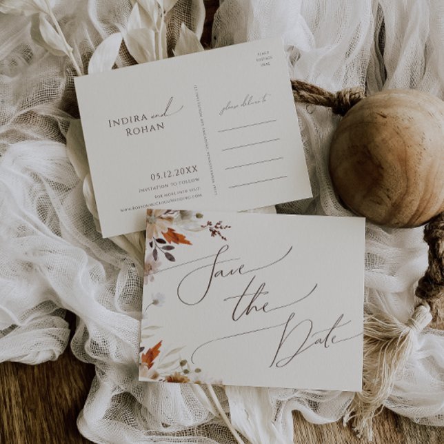 Postal De Invitación Autumn Wildflower Beige Guardar La Postcarta De La (Subido por el creador)