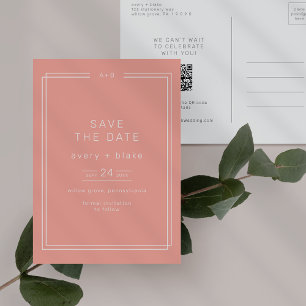 Postal De Invitación AVERY Boda mínima Rubor Peach Guardar la fecha