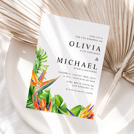 Postal De Invitación Aves acuarelas del Paraíso Boda de código QR