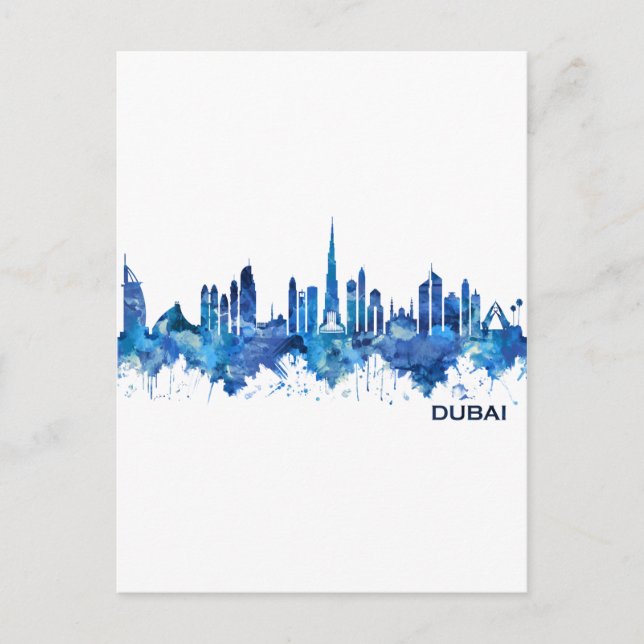 Postal De Invitación Azul aéreo de Emiratos Árabes Unidos de Dubai (Anverso)