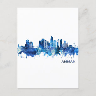 Postal De Invitación Azul de la línea aérea de Ammán Jordan