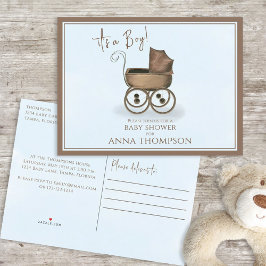 Postal De Invitación Azul lindo es un niño ventilado de bebé clásico