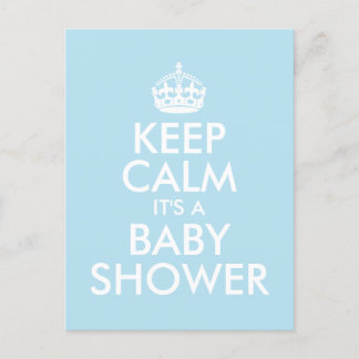 POSTAL DE INVITACIÓN AZUL MANTENER CALMA ES UN BABY SHOWER