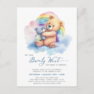 Postal De Invitación Azul Podemos Esperar Apenas Lindos Bebés Niño Fies