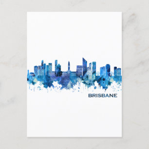 Postal De Invitación Azul Skyline de Brisbane Australia