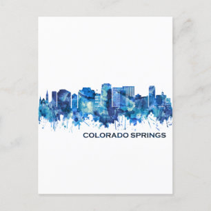 Postal De Invitación Azul Skyline de Colorado Springs