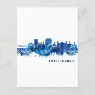 Postal De Invitación Azul Skyline de Fayetteville