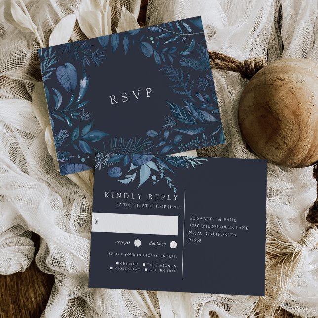 Postal De Invitación Azure de invierno | Boda de elección de comida bot (Subido por el creador)