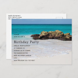 Postal De Invitación Azure Ocean Sandy Beach Photo Birthday