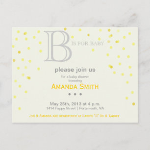 Postal De Invitación "B" es para Baby Shower Invite