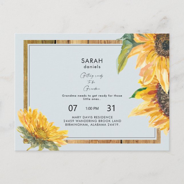 Postal De Invitación Baby Shower azul, la enfermera de una abuela rusa (Anverso)