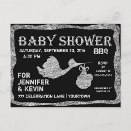 Postal De Invitación Baby Shower | Barbacoa | Pizarra