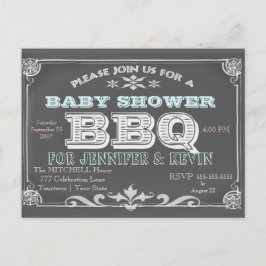 Postal De Invitación Baby Shower | Barbacoa | Pizarra