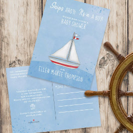 Postal De Invitación Baby Shower Barco Ahoy es un Niño Registro de Rega