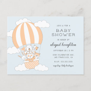 Postal De Invitación Baby Shower con temas de globo aerostático
