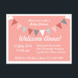 Postal De Invitación Baby Shower de agrupación rosa<br><div class="desc">Tarjeta de invitación a la ducha para bebés con un tema de lienzo rosa dosel</div>