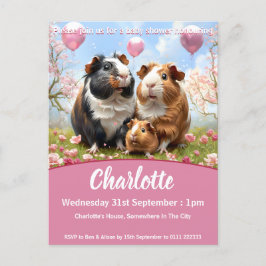 Postal De Invitación Baby Shower de cerdo de Guinea