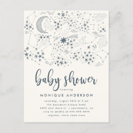 Postal De Invitación Baby Shower de constelación de noche estrellada ce