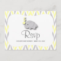 Baby Shower de elefante amarillo y gris - RSVP 2
