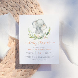 Postal De Invitación Baby Shower de elefante neutral de género