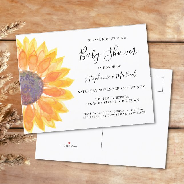 Postal De Invitación Baby Shower de girasol (Subido por el creador)