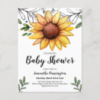 Baby Shower de girasol de acuarela rusa