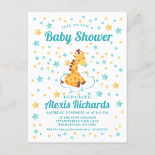 Postal De Invitación Baby Shower de guijarros y estrellas neutrales de 