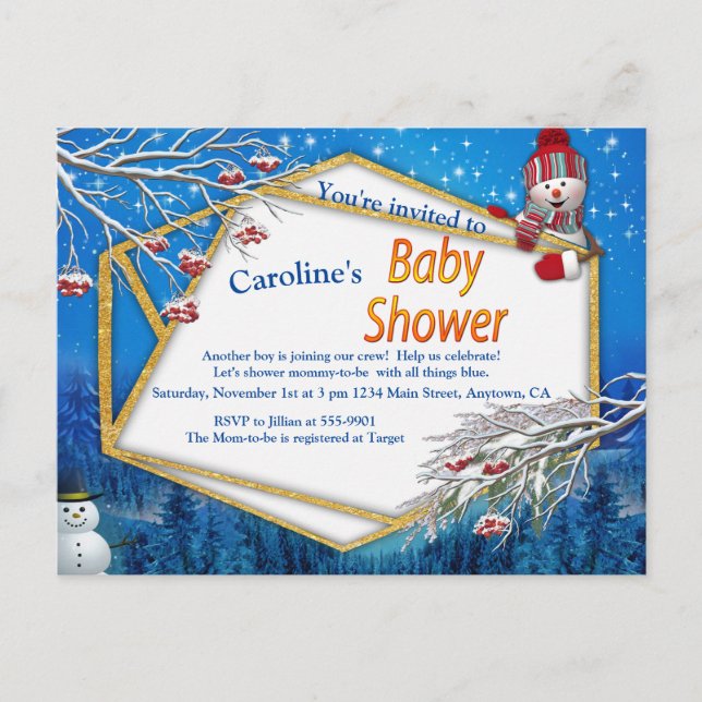Postal De Invitación Baby Shower de invierno (Anverso)