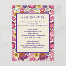Postal De Invitación Baby Shower de jardín personalizado de flores silv