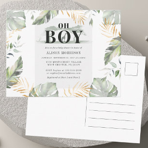 Postal De Invitación Baby Shower de Jungle Safari Boy Giraffe