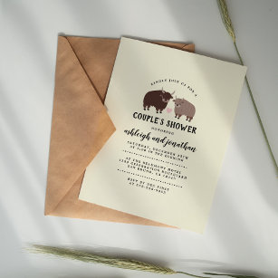 Postal De Invitación Baby Shower de la pareja rustica Lumberjack Bison