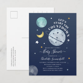 Postal De Invitación Baby Shower de la tipografía del espacio ultraterr