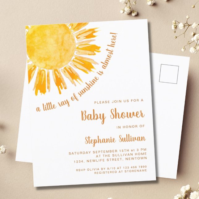 Postal de invitación Baby Shower de Ray of Sunshin (Subido por el creador)