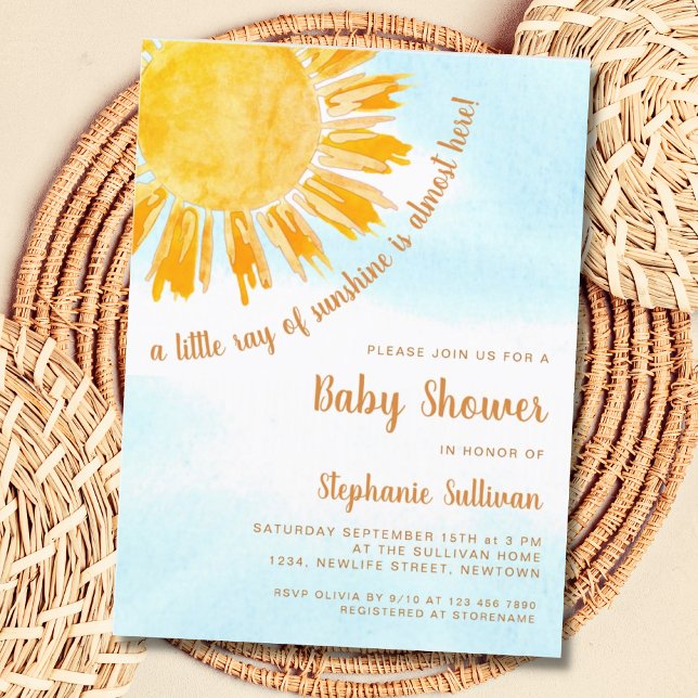 Postal de invitación Baby Shower de Ray of Sunshin (Subido por el creador)