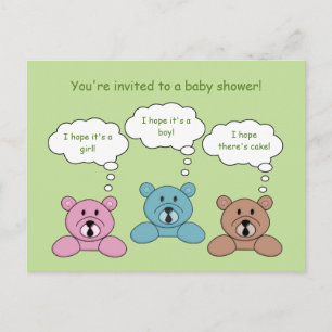 Postal de invitación Baby Shower de tres osos